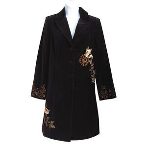 Cabi Carol Anderson Black Velour Embroidered Gilmore Practical Magic Vibe Coat 6